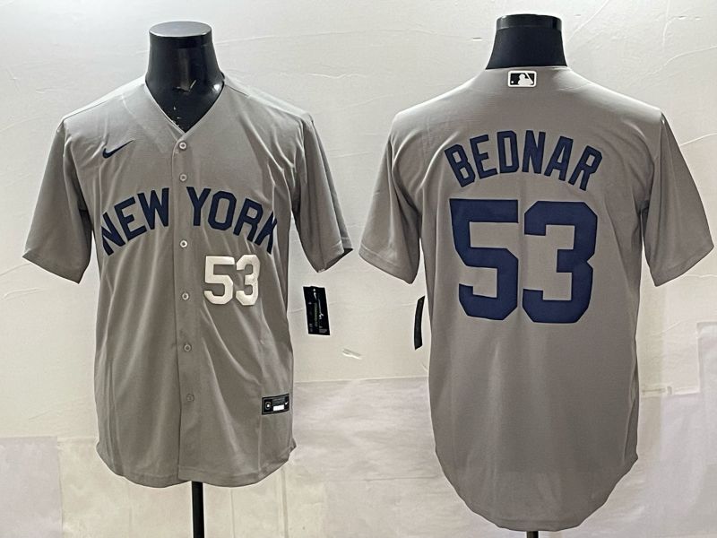 Men New York Yankees #53 Bednar Grey Game Nike MLB 2025 Jersey 04